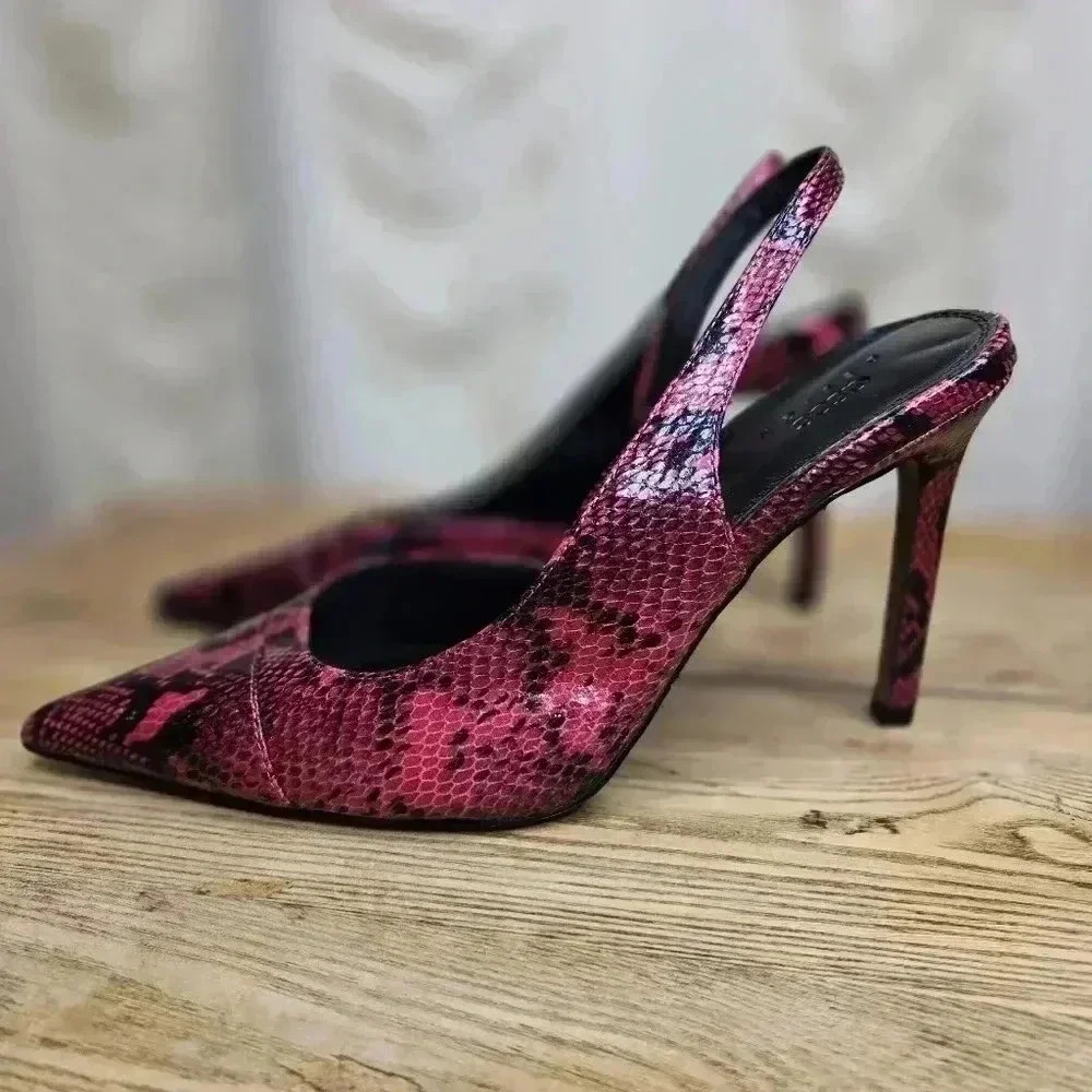 ASOS Pace Sling Back High Heels Snake Print Size 7